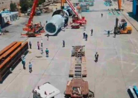ویدئو تکمیل پروژه ساخت سازه ی Stack پروژه ساخت کارخانه آهن اسفنجی شرکت سنگ آهن‌مرکزی ایران و انتقال به شهرستان بافق