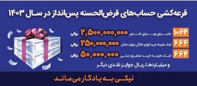 ترکیب و تعداد نهایی جوایز قرعه‌کشی حساب‌های قرض‌الحسنه پس‌انداز بانک رفاه کارگران اعلام شد