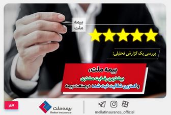 بیمه ملت، بیشترین رضایت مشتری و کمترین شکایت ثبت شده در صنعت بیمه